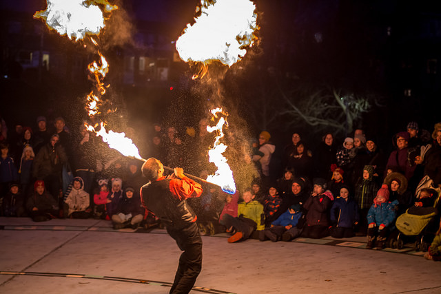 Zero Gravity Circus Fire Artist wowing the crowds.